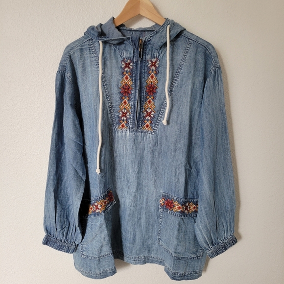 Anthropologie Jackets & Blazers - ANTHROPOLOGIE KYLA SEO Chambray Hooded Pull Over